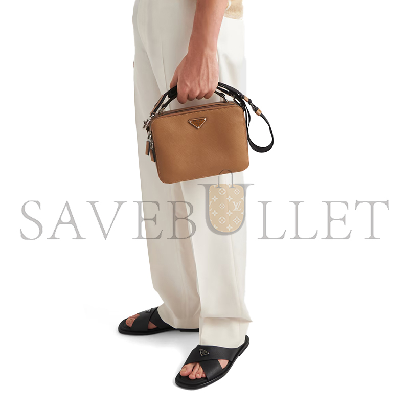 Pra*a saffiano leather crisscross slides 2x3081